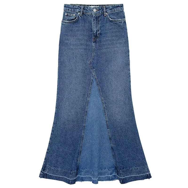 Cripes - jupe longue évasée en denim casual