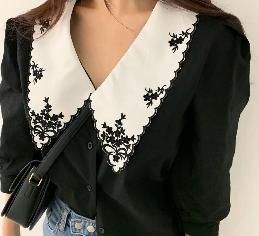 Femme Blouse élégante en broderie