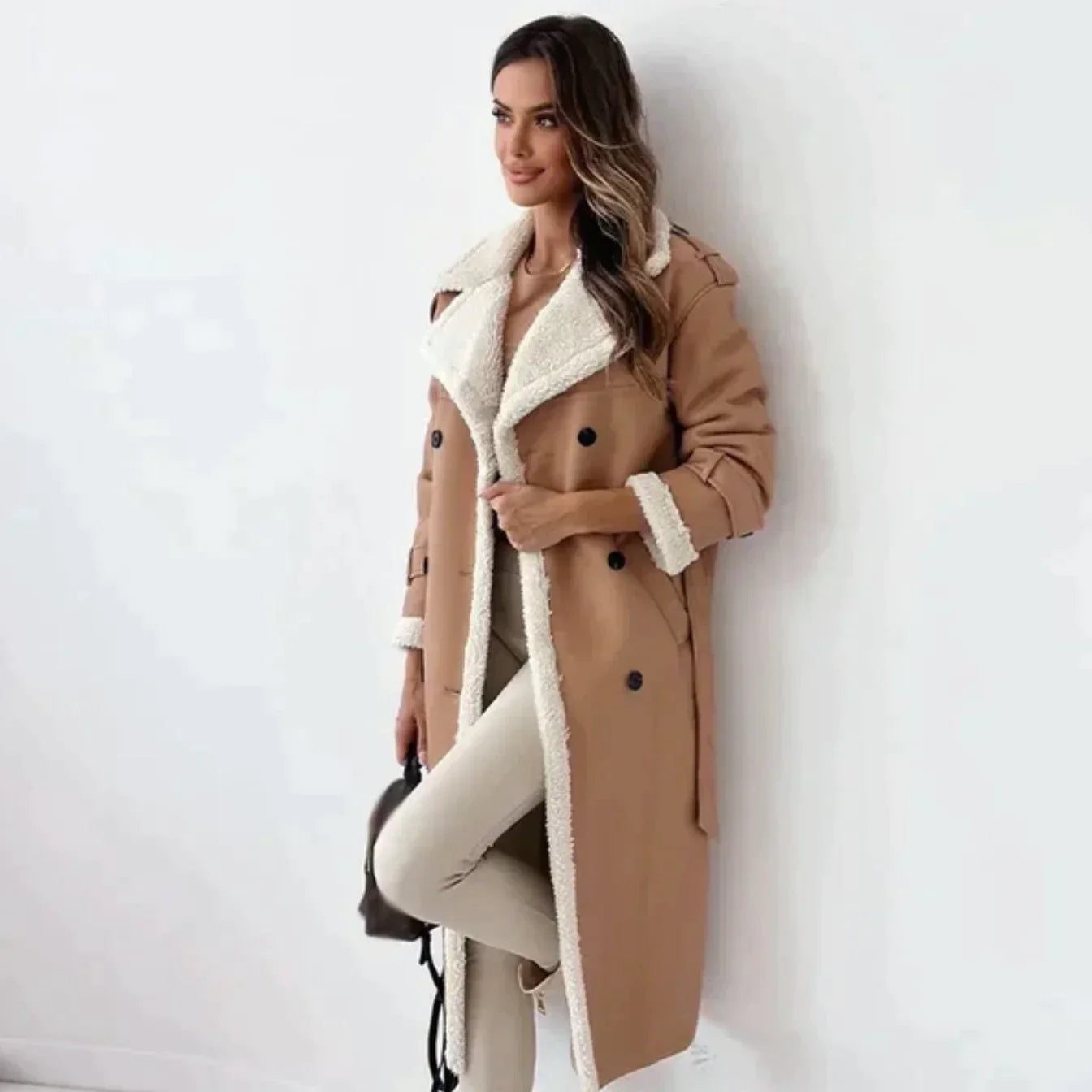 Manteau en cuir avec ceinture