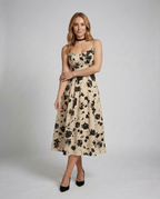 Vrouwen Velvet Maxi Jurk met Geplooide Rok
