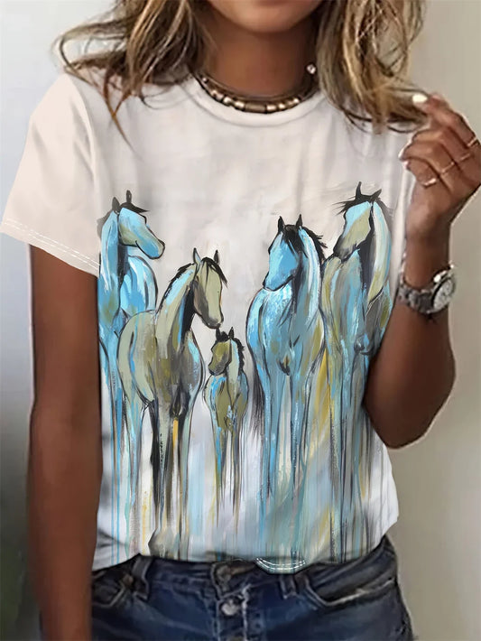 Fleur™ | T-shirt imprimé cheval 3D