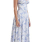 Carmen™ | Robe midi gainante de taille à fleurs bleue