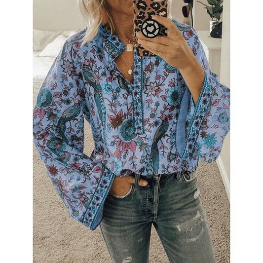 Chemisier Cripes Boho | Chemise élégante Boho Chic pour femme