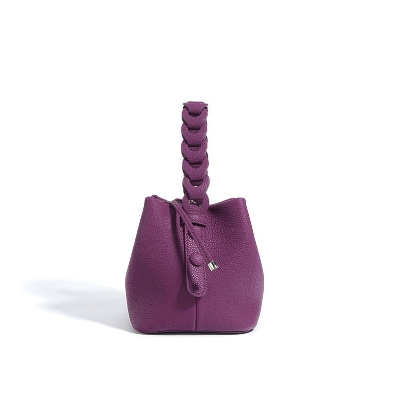 Damen Mini Bucket Bag mit geflochtenem Obergriff