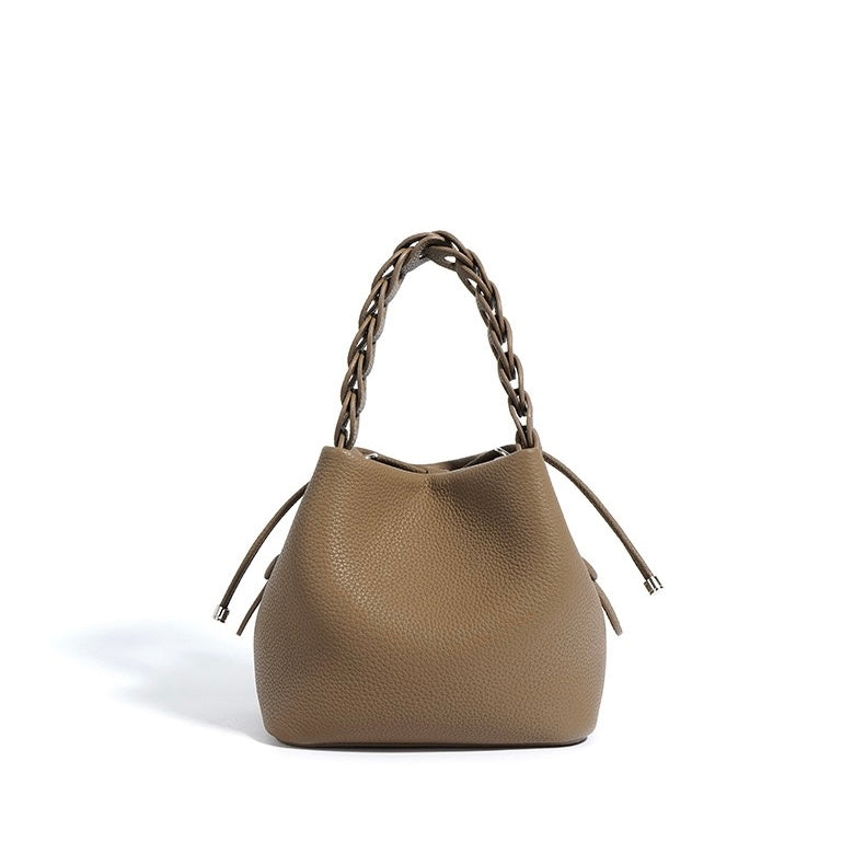 Damen Mini Bucket Bag mit geflochtenem Obergriff