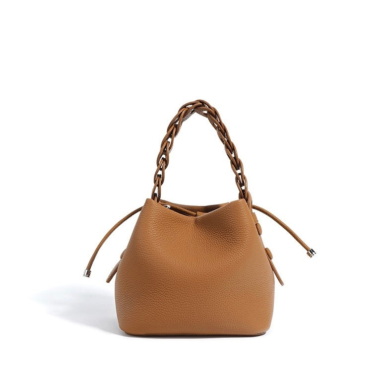 Damen Mini Bucket Bag mit geflochtenem Obergriff