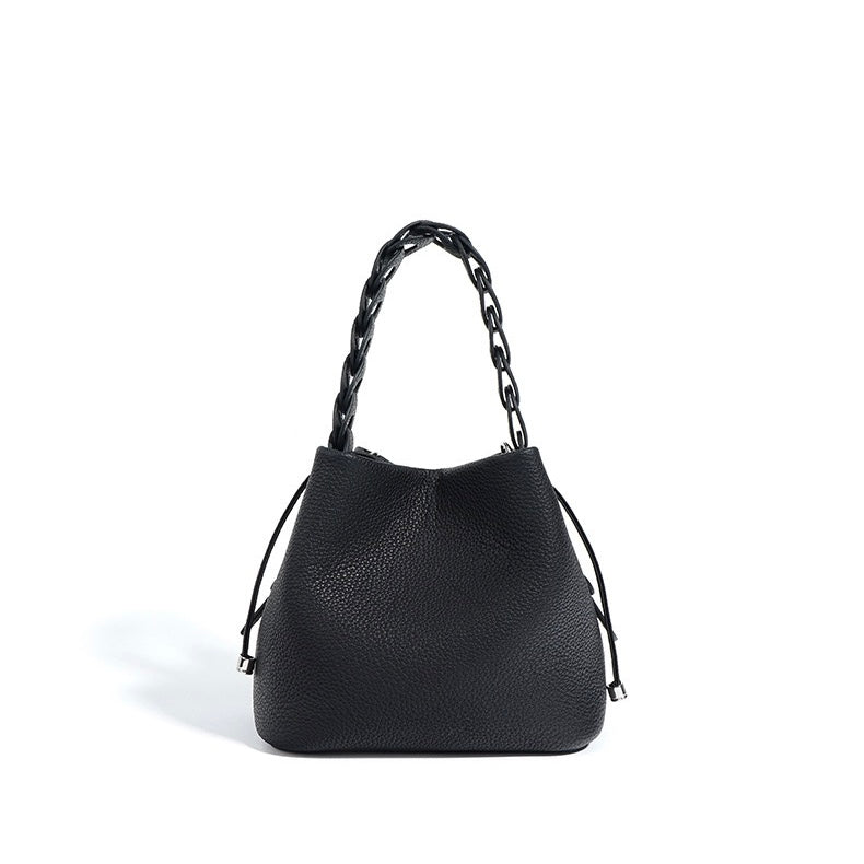 Damen Mini Bucket Bag mit geflochtenem Obergriff