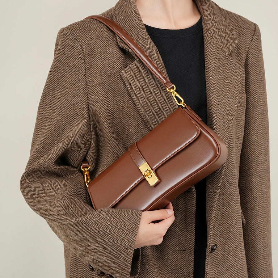 Damen Baguette Tasche mit goldener Drehverschluss