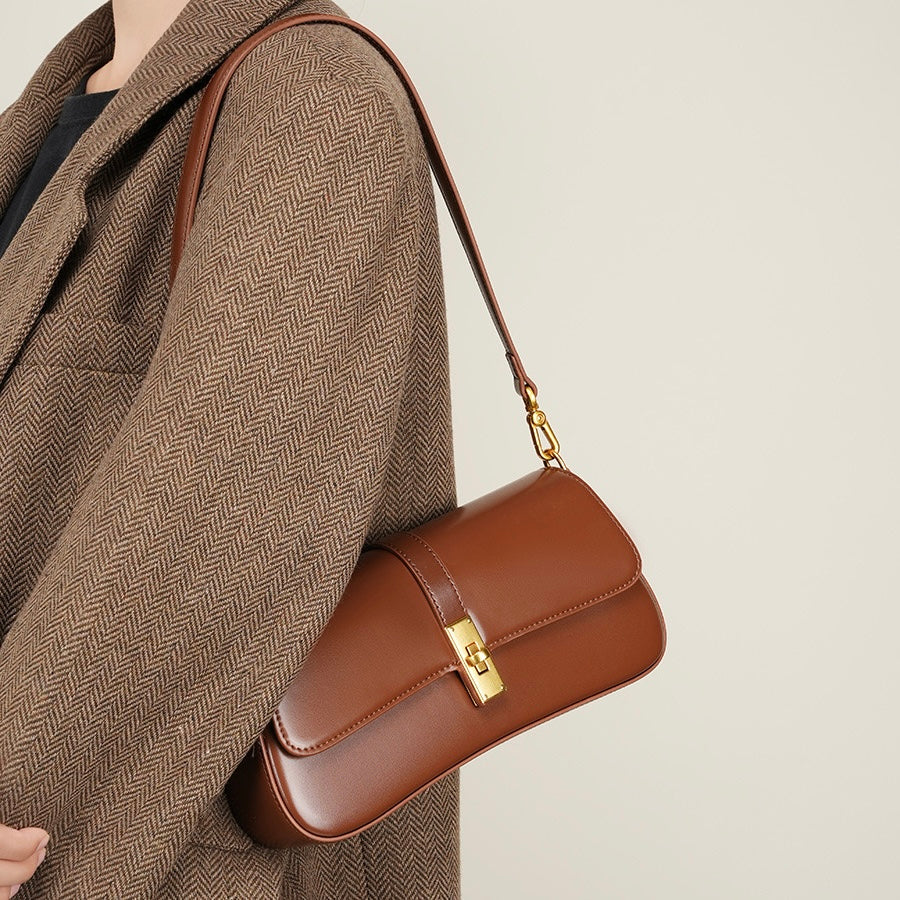 Damen Baguette Tasche mit goldener Drehverschluss
