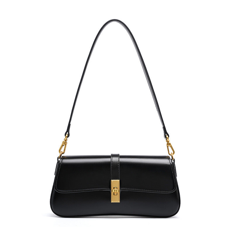 Damen Baguette Tasche mit goldener Drehverschluss