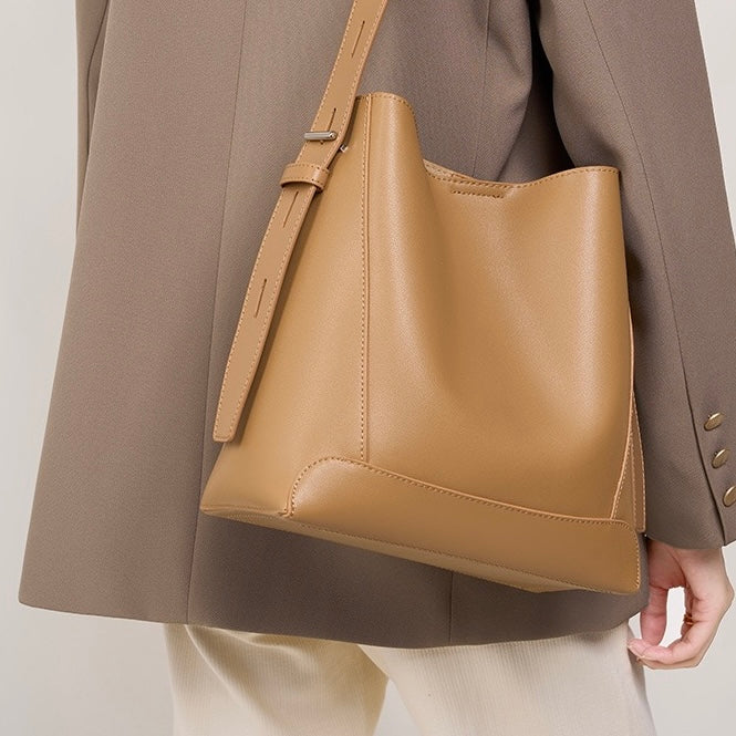 Damen Bucket Bag, Schultertasche mit innerem Reißverschlußfach