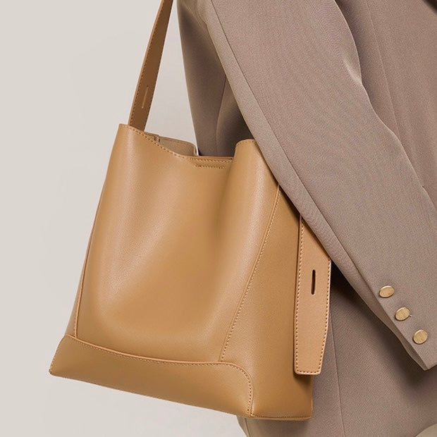 Damen Bucket Bag, Schultertasche mit innerem Reißverschlußfach