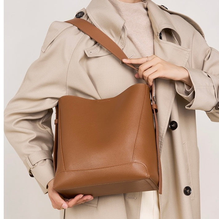 Damen Bucket Bag, Schultertasche mit innerem Reißverschlußfach
