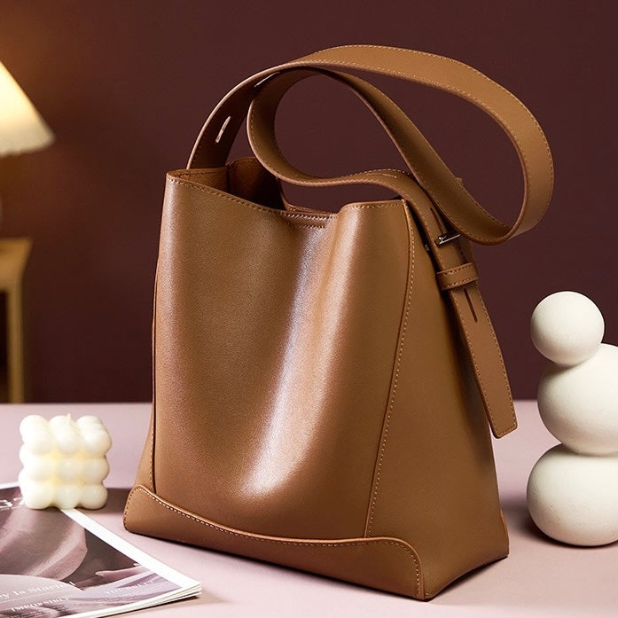 Damen Bucket Bag, Schultertasche mit innerem Reißverschlußfach