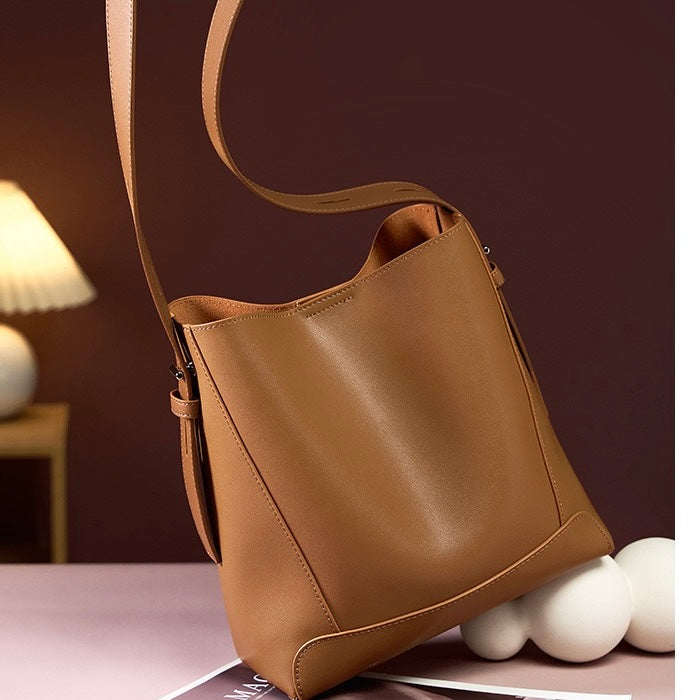 Damen Bucket Bag, Schultertasche mit innerem Reißverschlußfach