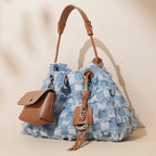 Fransen Bucket Bag mit abnehmbarem Mini-Beutel