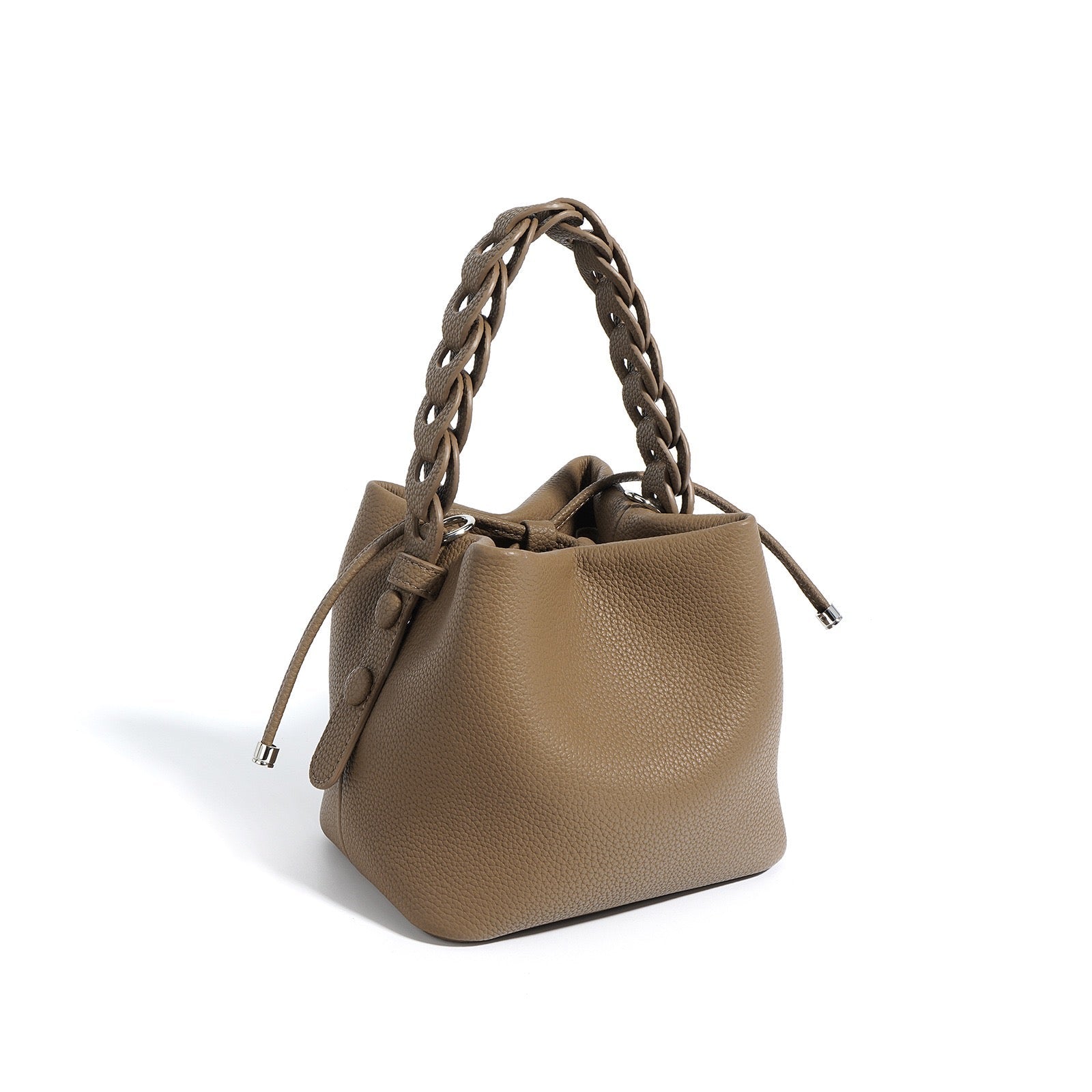 Damen Mini Bucket Bag mit geflochtenem Obergriff