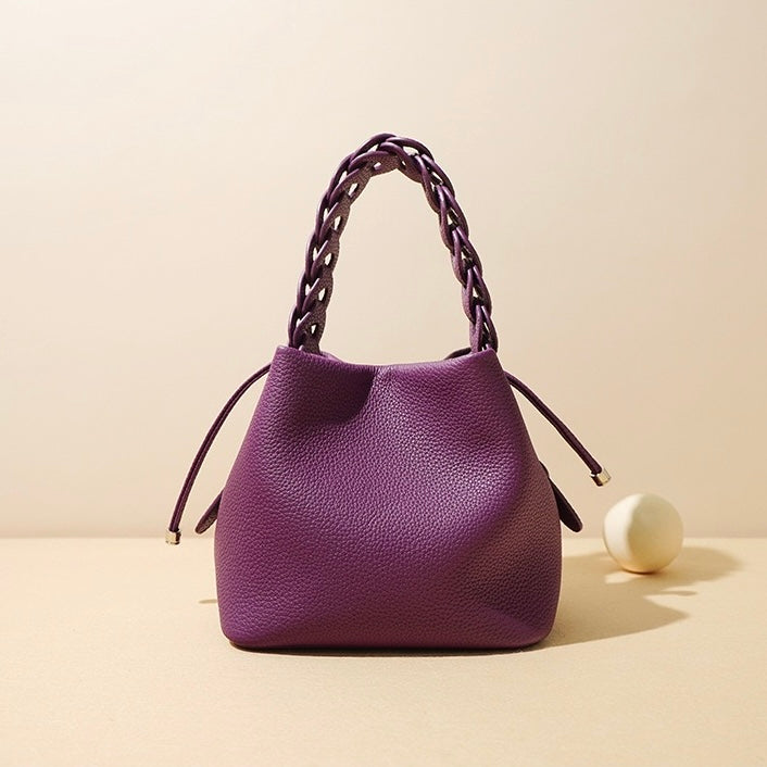 Damen Mini Bucket Bag mit geflochtenem Obergriff