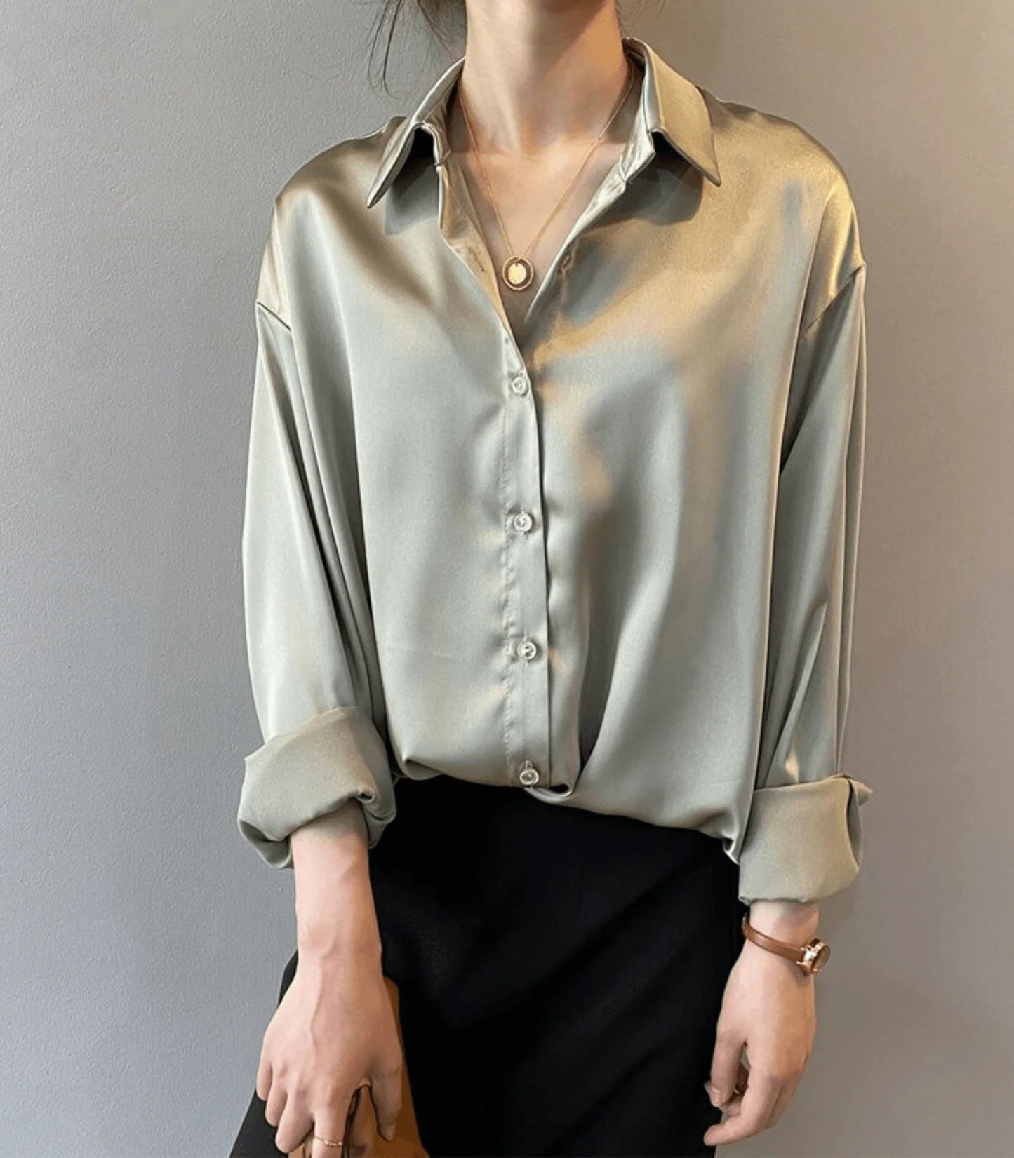 Blouse en satin de soie crêpes | Irah