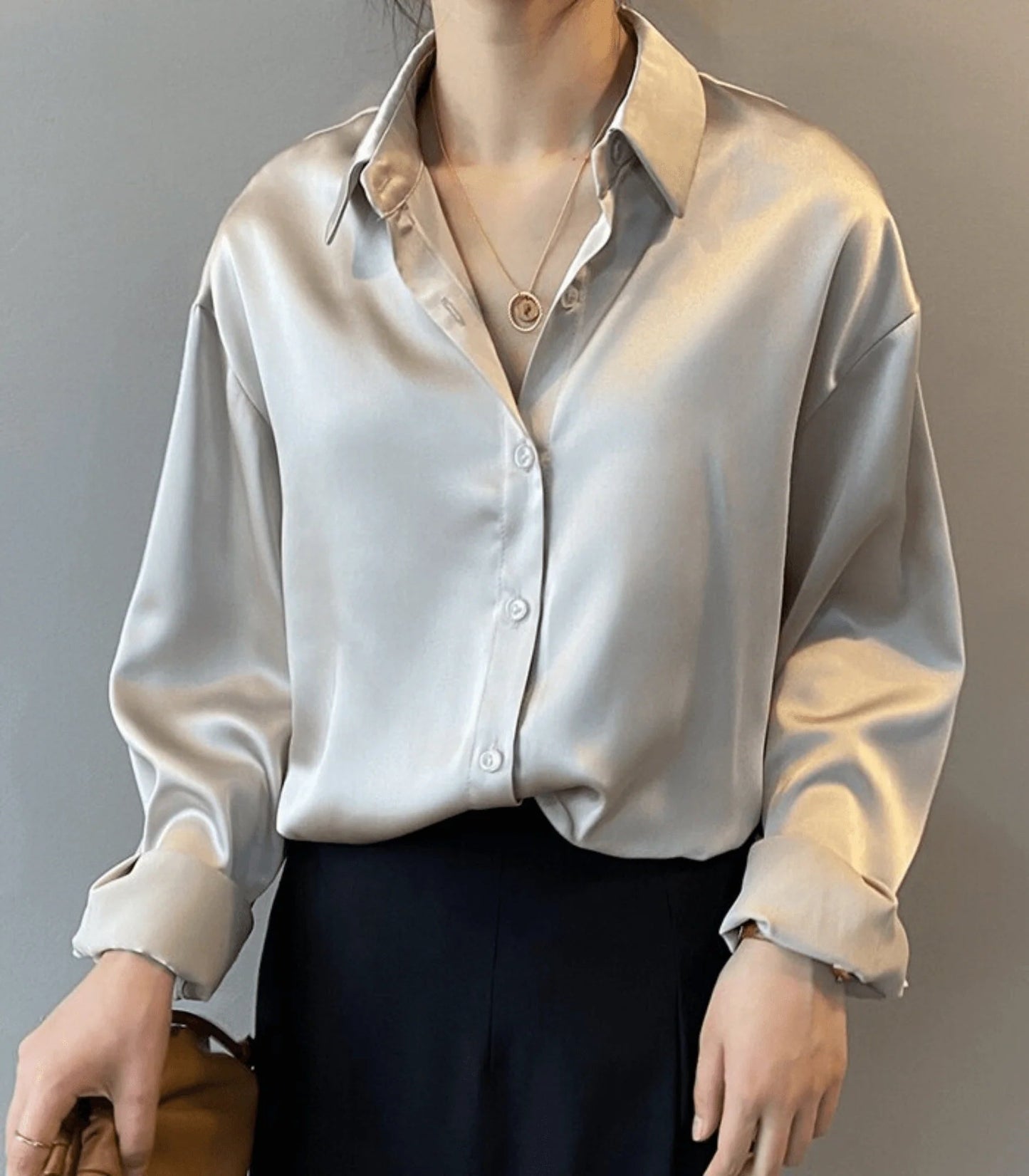 Blouse en satin de soie crêpes | Irah