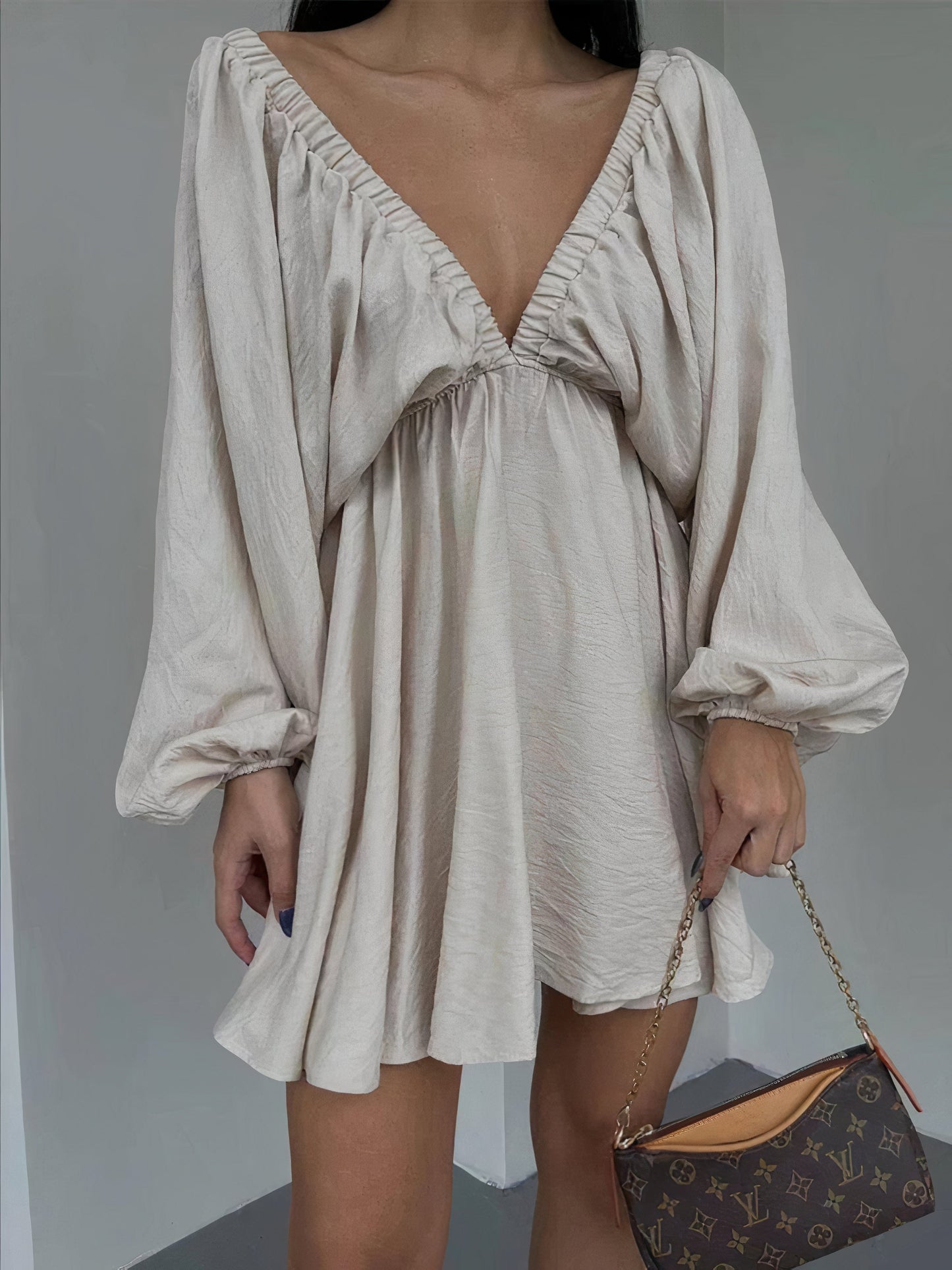 Robe à manches soufflées