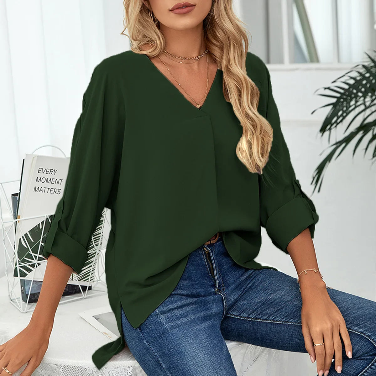 Blouse Cripes Col V | Une ligne