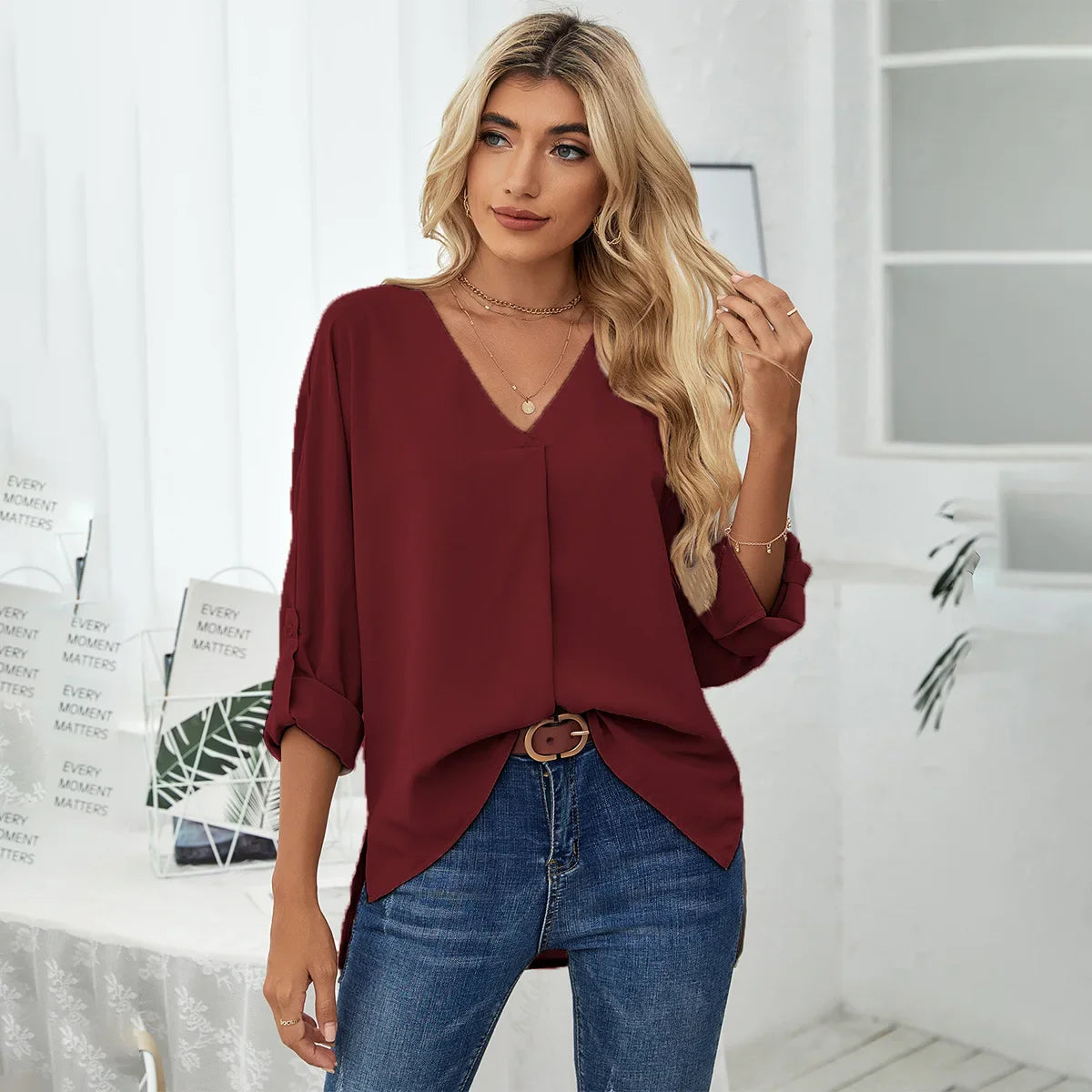 Blouse Cripes Col V | Une ligne