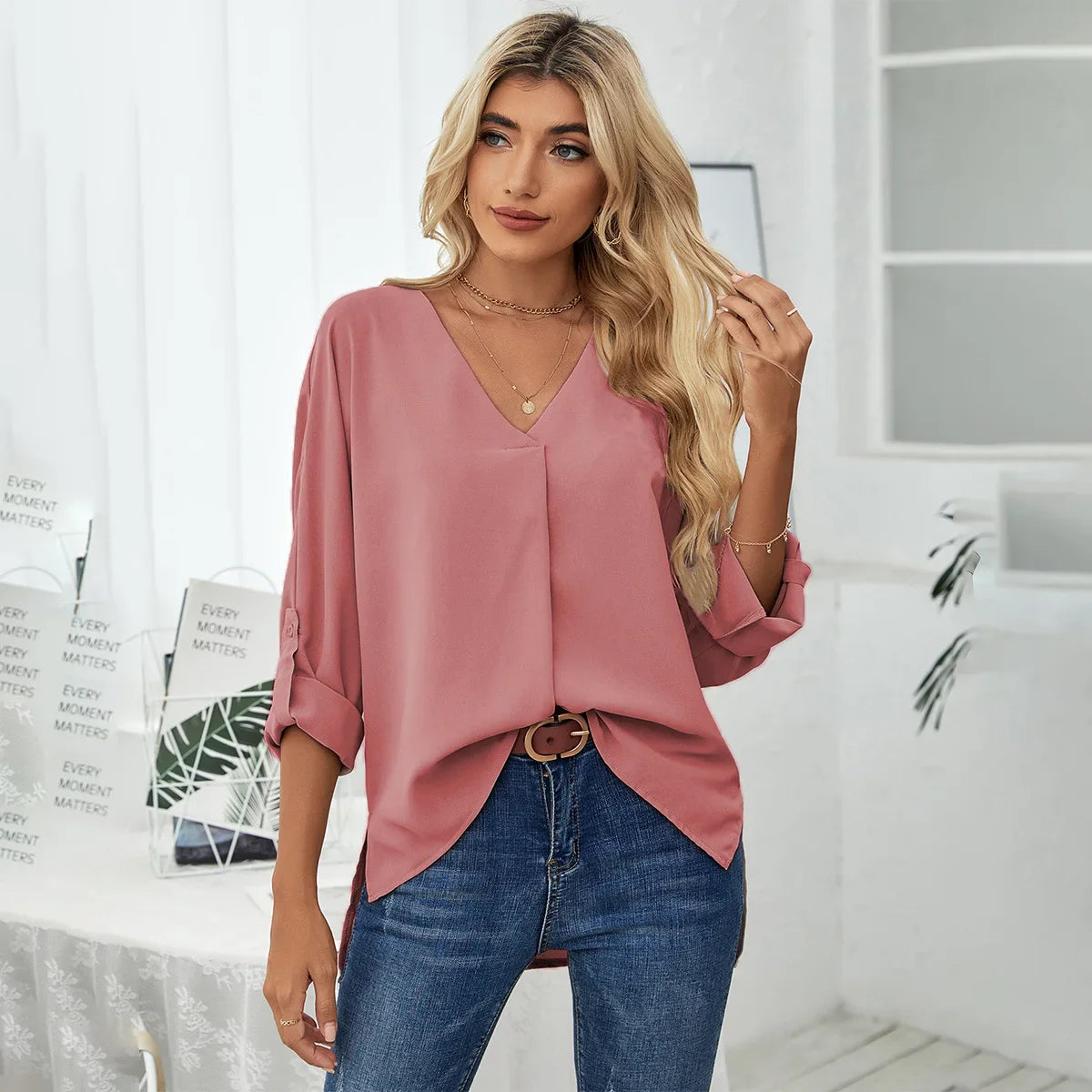 Blouse Cripes Col V | Une ligne