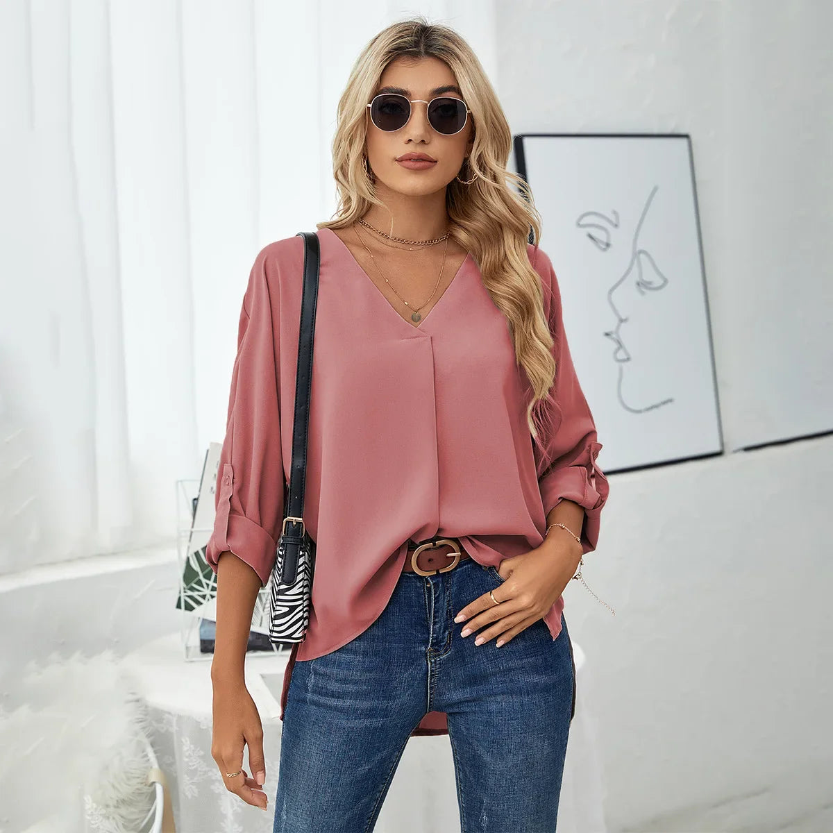 Blouse Cripes Col V | Une ligne