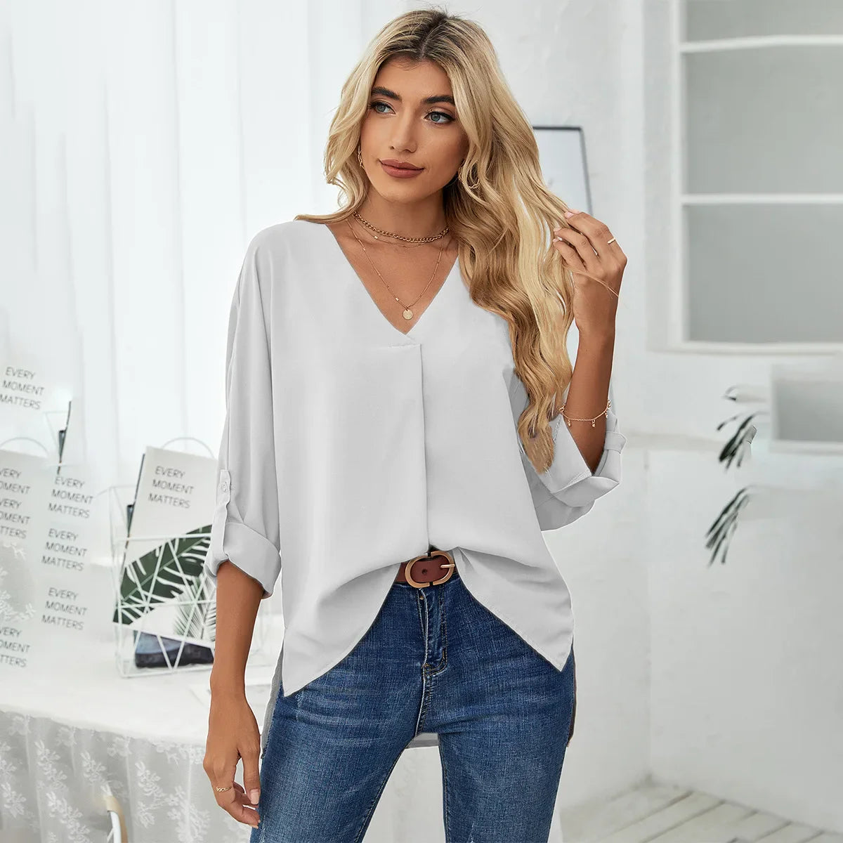 Blouse Cripes Col V | Une ligne