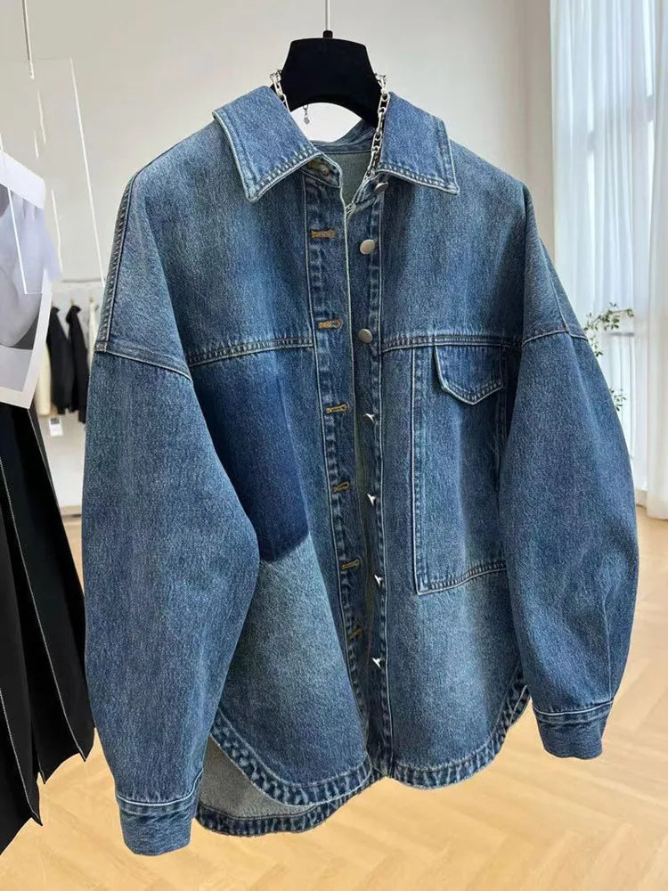 Nolana™ l Veste en jean coréenne surdimensionnée