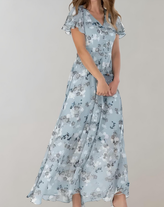 Robe d'été Cripes col V à imprimé fleuri et manches courtes pour femme | Enora