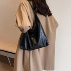 Große Fake-Leder Schultertasche Damen Handtasche