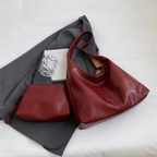 Große Fake-Leder Schultertasche Damen Handtasche