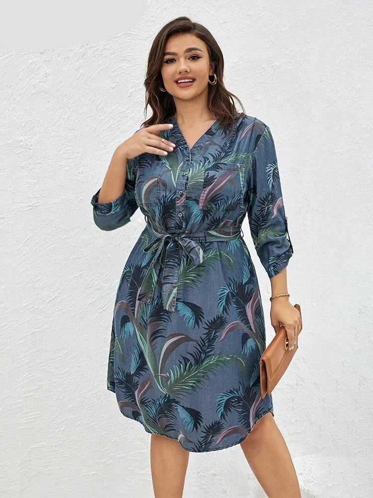 Cripes - robe en jean élégante avec ceinture grande taille