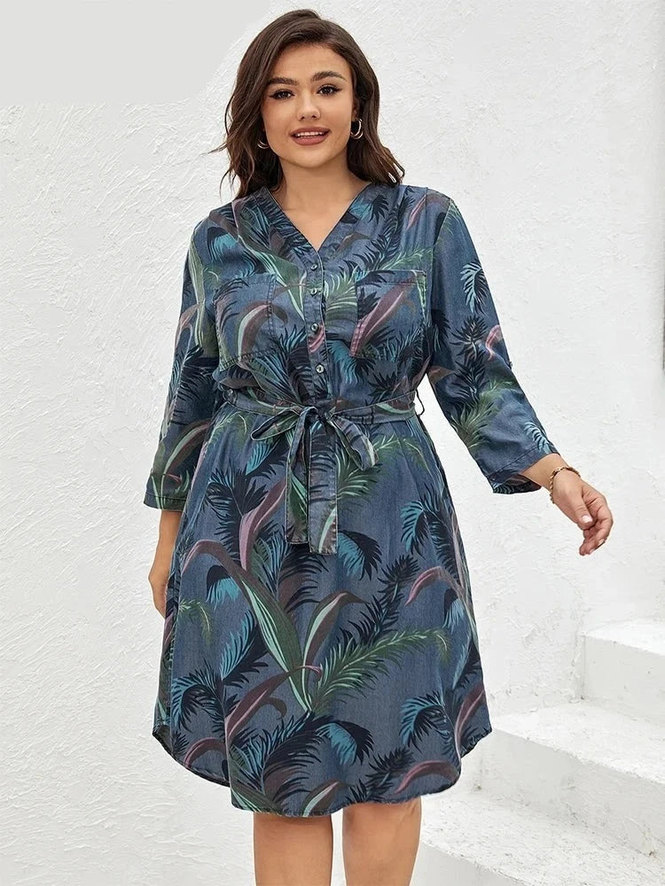 Cripes - robe en jean élégante avec ceinture grande taille