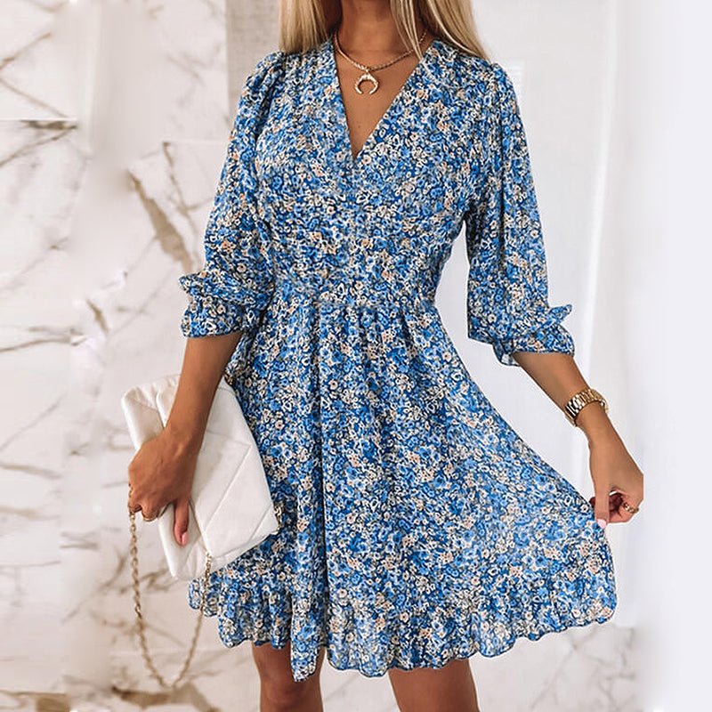 Robe à fleurs Cripes avec col en V