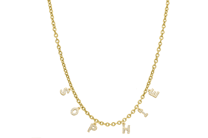 collier Mini Diamond Name plaqué or 14 carats