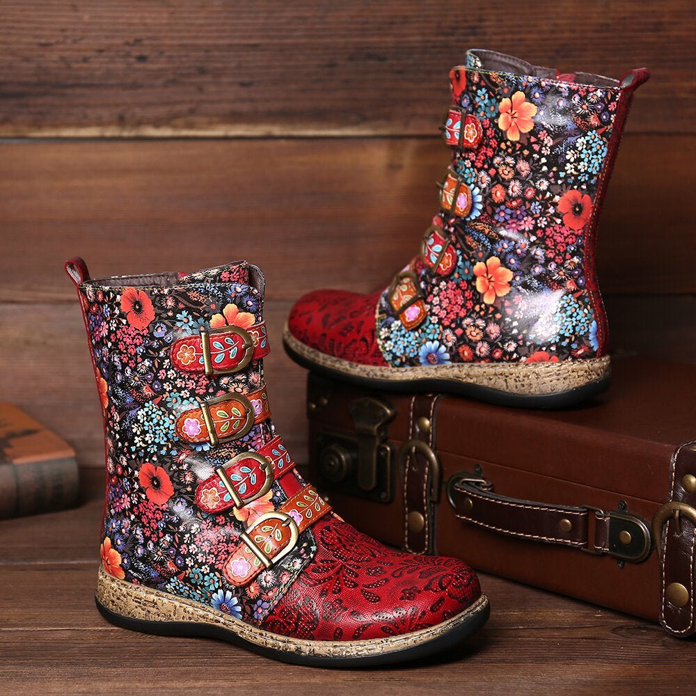 Crêpes | Bottes uniques à motif floral