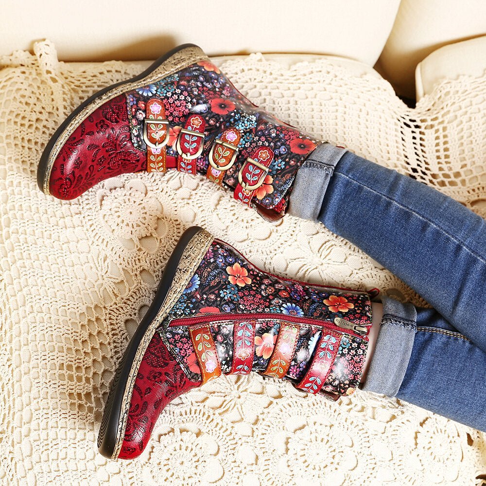 Crêpes | Bottes uniques à motif floral