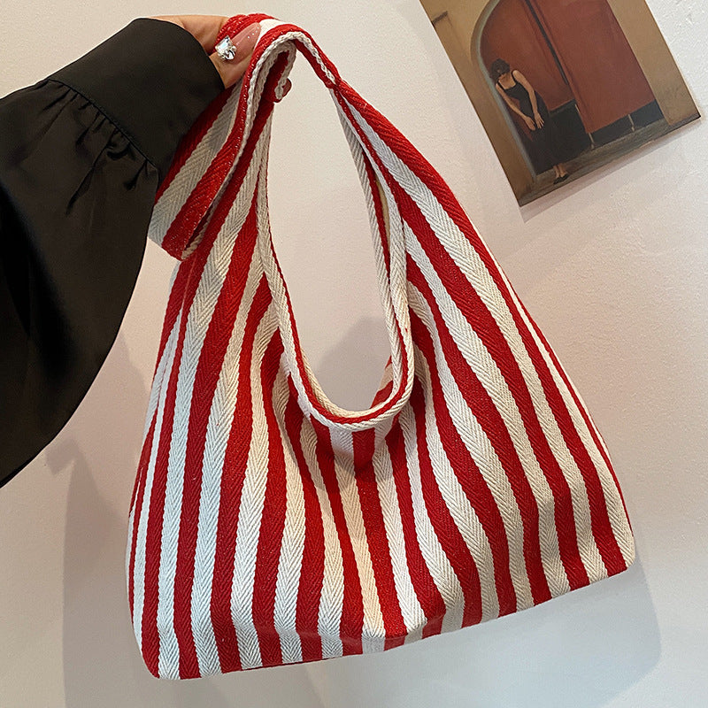 Damen Jute-Tote-Bag mit stilisiertem Streifenmuster