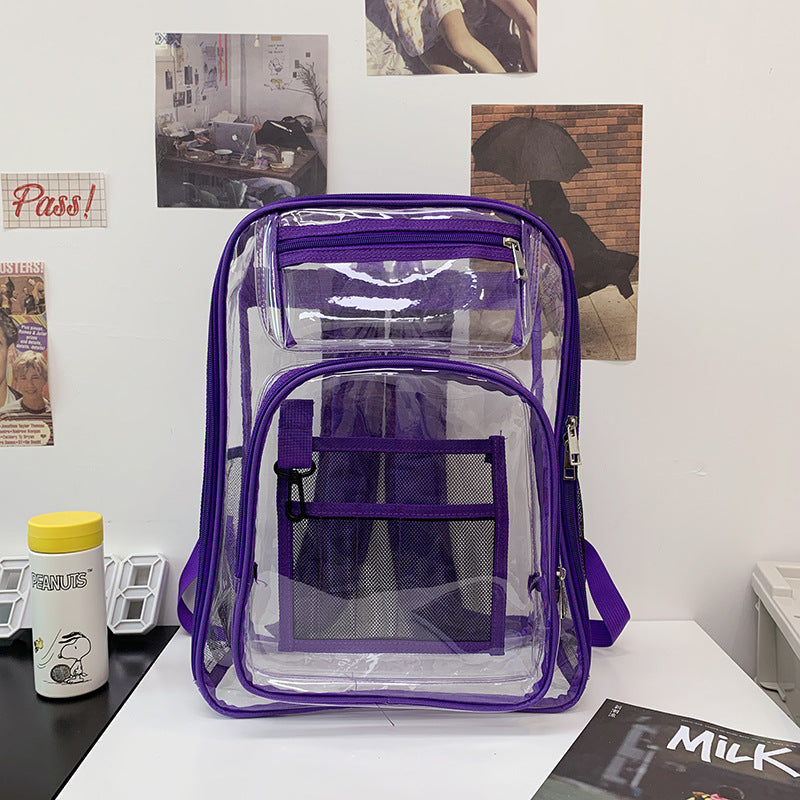 Transparenter Multi-Taschen Klarer Schulrucksack