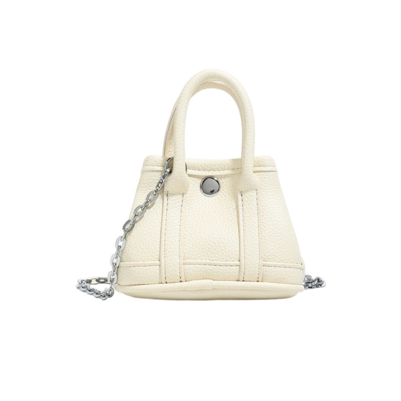 Damen Mini-Handtasche mit glatter Struktur und abnehmbarem Kettenriemen