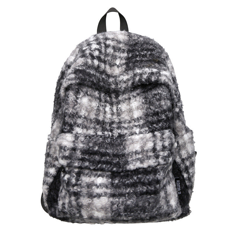 Gemütlicher Fleece kariert Schulrucksack