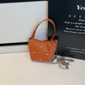 Damen Mini-Handtasche mit glänzender Kette und strukturiertem Obermaterial