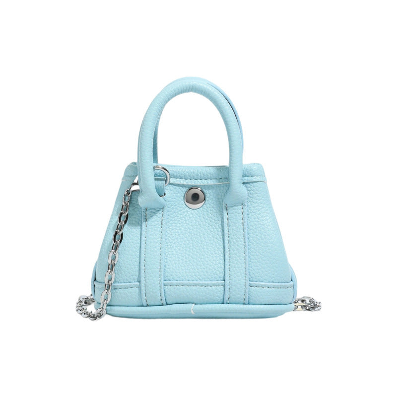 Damen Mini-Handtasche mit glatter Struktur und abnehmbarem Kettenriemen