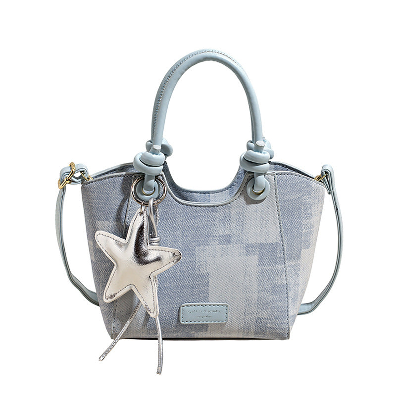 Damen Mini-Handtasche mit modischer Stern-Schlüsselanhänger
