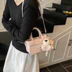 Damen Mini Tasche mit süßem Tier Anhänger und abnehmbarem Schulterriemen