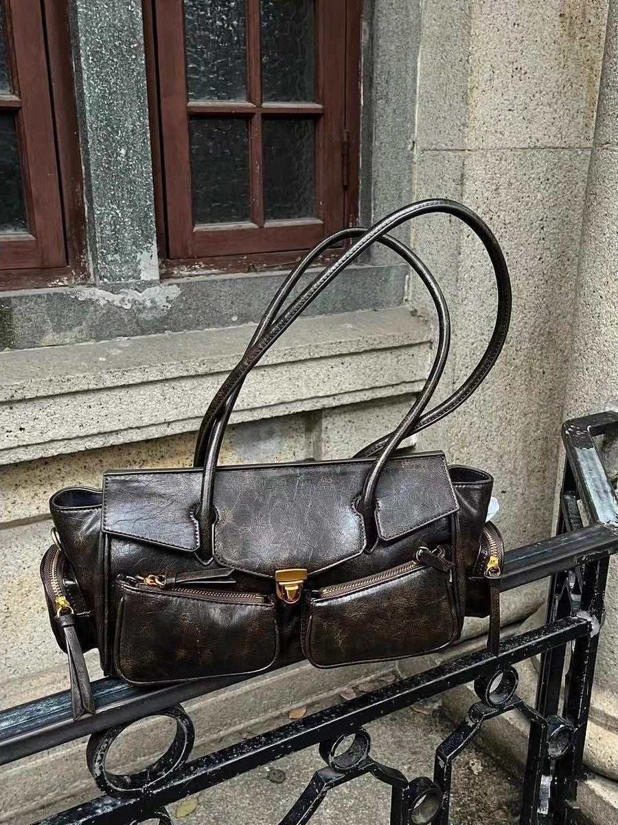 Retro-Stil Leder Handtasche