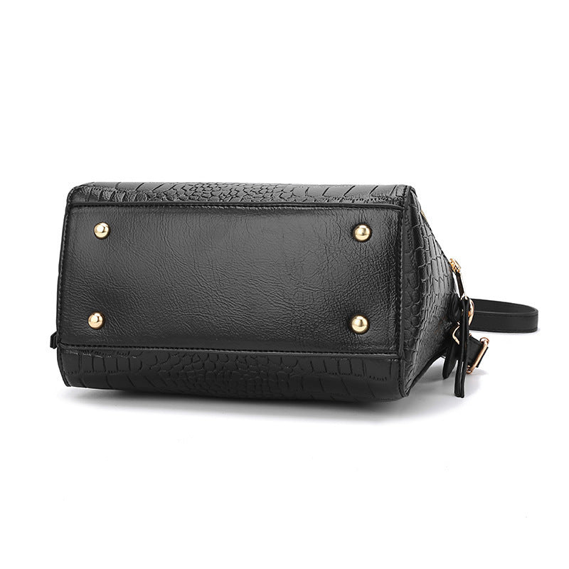 Damen hochwertige Tote-Handtasche mit stilvollem Krokodilleder-Look und abnehmbarem Schultergurt